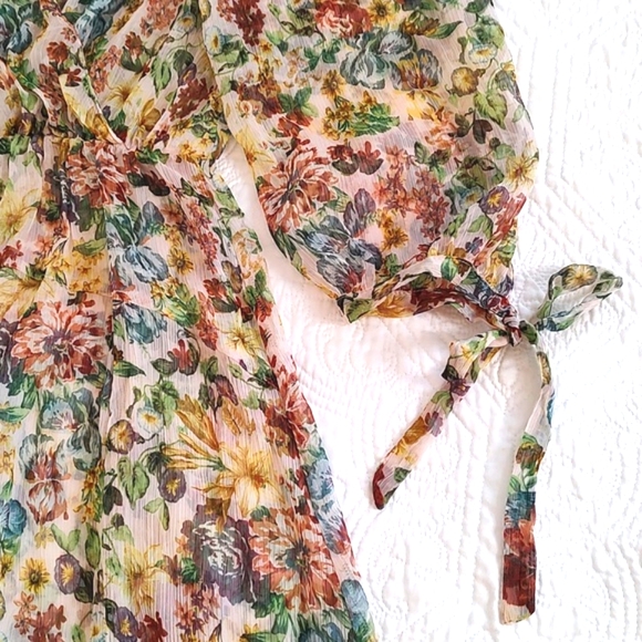 Zara Womens Floral Semi Sheer Overlay Dress /Size S - Picture 8 of 13